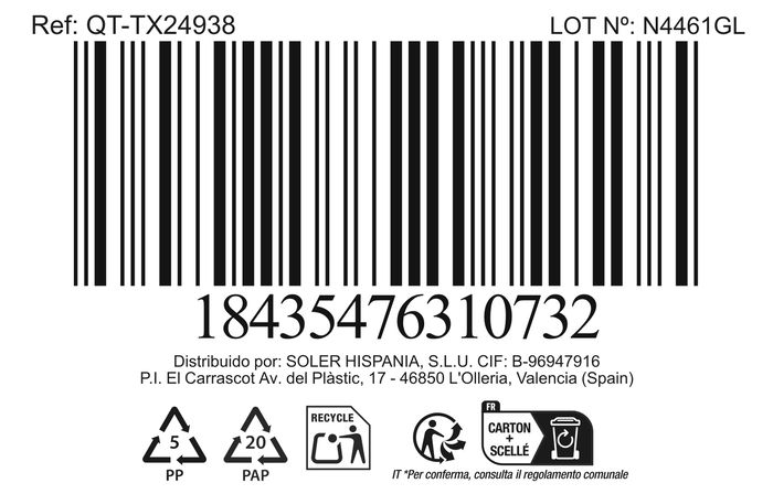 Inde Fiambrera Cuadrada Hermética Textury 18.5 x 18.5 cm 1.1 L (6 Unidades)