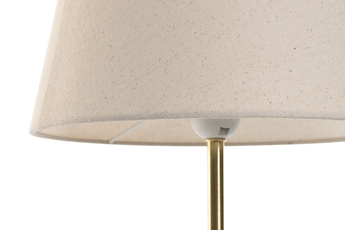 DKD Home Decor Lámpara de Sobremesa Metal y Lino Dorado y Crudo