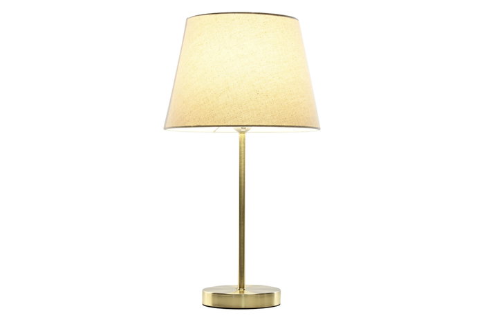 DKD Home Decor Lámpara de Sobremesa Metal y Lino Dorado y Crudo