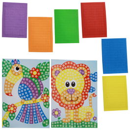 Createur de Genie Mosaicos Infantiles con Fichas Ilustradas y Planchas de Espuma Adhesiva para Niños