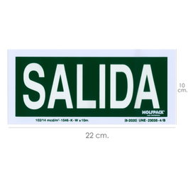 WOLFPACK LINEA PROFESIONAL Señal de Salida Fluorescente 22x10 cm