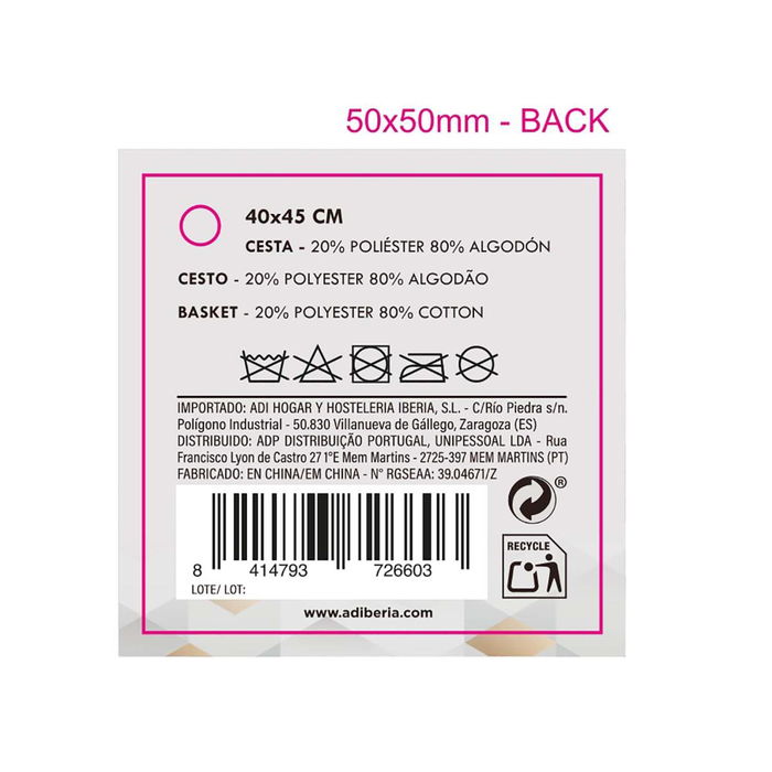 Cesta Algodón Moa Vinthera 40x45 cm (6 Unidades)