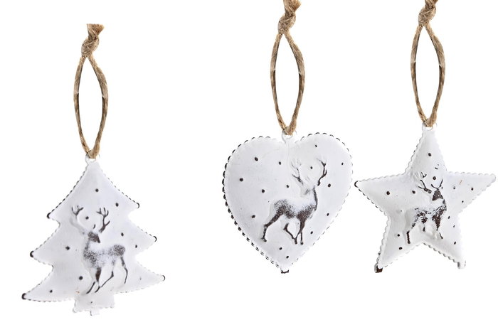 DKD Home Decor Set de 10 Decoración Colgante Navidad Moderna Blanco Metal 12 x 3 x 12 cm DKD Home Decor Set de 10 Decoración Colgante Navidad Moderna Blanco Metal 12 x 3 x 12 cm