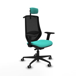 PIQUERAS Y CRESPO Silla de oficina Mardos con mecanismo Sincro/Traslack, Turquesa y Negro