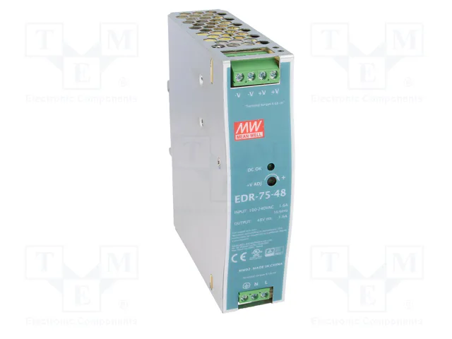 MEAN WELL EDR-75-48 Fuente de alimentación de 76,8W 48VDC