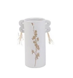 DKD Home Decor Jarrón de Gres Blanco 15x10x22 cm
