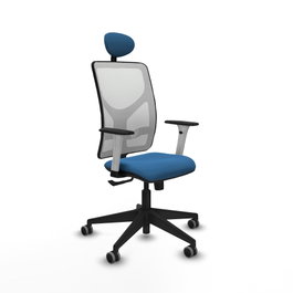 PIQUERAS Y CRESPO Silla de oficina Motilla con mecanismo Sincro, Azul claro y Blanco