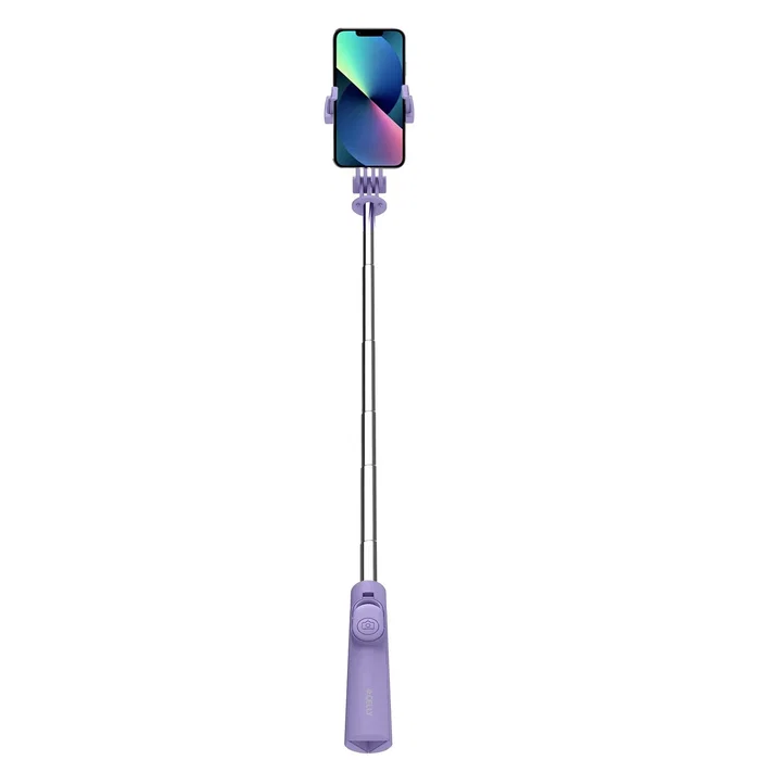 Celly CLICKSFSTICKVL Palo Selfie con Trípode y Mando Bluetooth, Telescópico (71 cm), Color Violeta para Smartphone