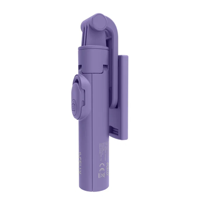 Celly CLICKSFSTICKVL Palo Selfie con Trípode y Mando Bluetooth, Telescópico (71 cm), Color Violeta para Smartphone
