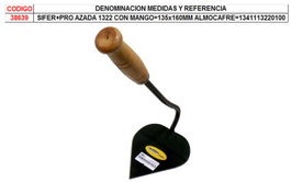 SIFER PRO 1322 Azada con Mango 135x160mm Almocafre