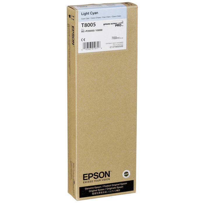 Epson Cartucho de tinta UltraChrome PRO Cian claro T800500 700ml Epson Cartucho de tinta UltraChrome PRO Cian claro T800500 700ml