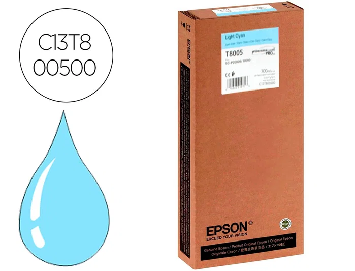 Epson Cartucho de tinta UltraChrome PRO Cian claro T800500 700ml Epson Cartucho de tinta UltraChrome PRO Cian claro T800500 700ml