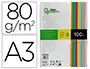 Liderpapel Papel Color A3 80gr Surtido Paquete 100 Hojas