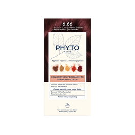 Phyto PhytoColor Caja 4 uds Tinte Castaño Claro Cereza Intenso #6.66 Coloración Permanente Sin Amoniaco con Pigmentos Vegetales