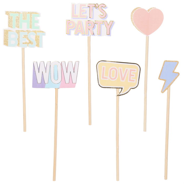 Party Time Juego De 6 Palitos Foto Postureo Party Time Atrezzo Ideal Para Eventos Y Fiestas