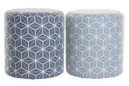 DKD Home Decor Reposapiés Geométrico de Poliéster, Pack de 2, Azul