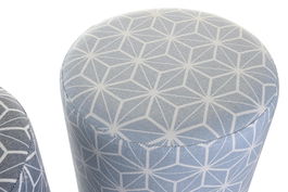 DKD Home Decor Reposapiés Mediterraneo Azul Celeste Poliester Pino Geométrico 31 x 31 x 33 cm (2 Unidades)