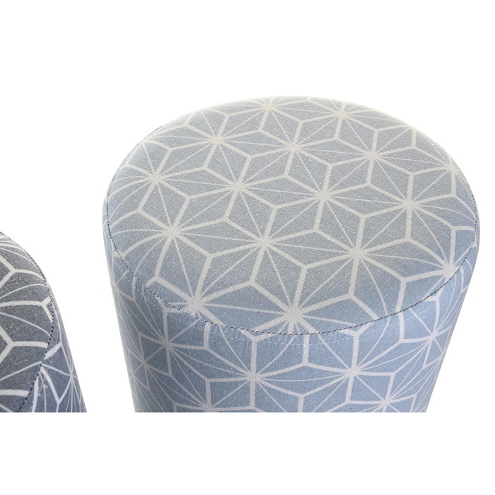 DKD Home Decor Reposapiés Geométrico de Poliéster, Pack de 2, Azul