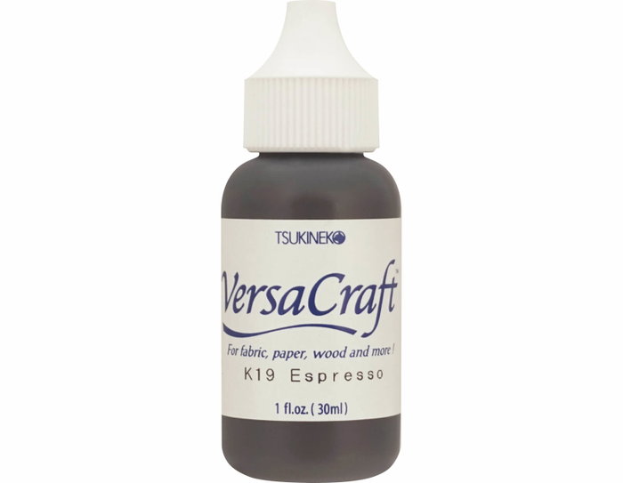 Tsukineko Tinta VERSACRAFT para textil color negro Espresso recarga 30ml Bote cánula Tsukineko Tinta VERSACRAFT para textil color negro Espresso recarga 30ml Bote cánula
