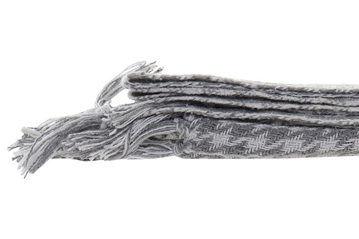 DKD Home Decor Plaid de Algodón Pata de Gallo Gris y Blanco con Flecos