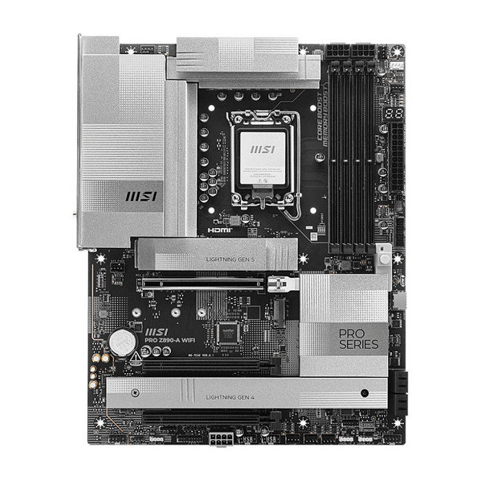 MSI Placa Base PRO Z890-A WiFi ATX Intel LGA 1851 Z890 DDR5 Wi-Fi 7 Bluetooth 5.4 4x M.2 5GbE Realtek ALC897 7.1 Negra