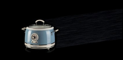 Ariete 2904/05 Olla Arrocera Multifunción 10 Tazas, Cocción Lenta, Mantener Caliente 24h, Vapor, Risotto, Tapa Vidrio, Azul Vintage