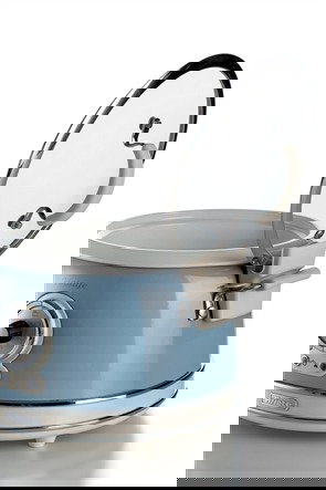 Ariete 2904/05 Olla Arrocera Multifunción 10 Tazas, Cocción Lenta, Mantener Caliente 24h, Vapor, Risotto, Tapa Vidrio, Azul Vintage