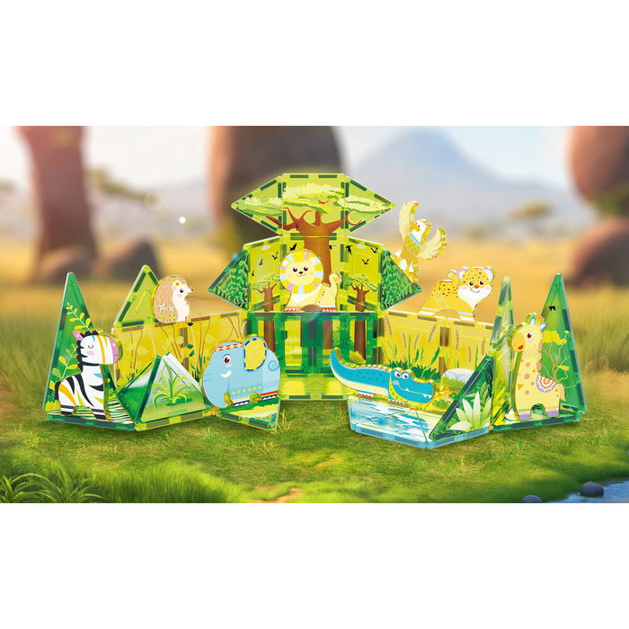 Cefa Bloques Magnéticos Safari Picasso Tiles 02014 con Formas y Animales, Juguete de Construcción Magnético para Niños +3 Años