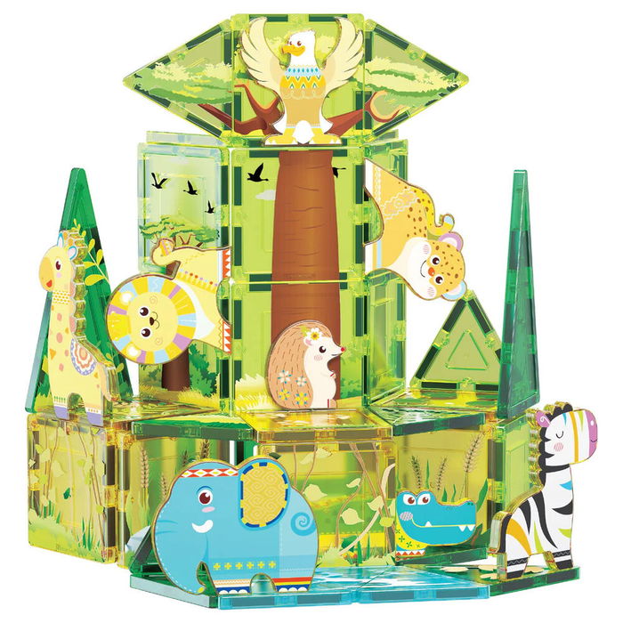 Cefa Bloques Magnéticos Safari Picasso Tiles 02014 con Formas y Animales, Juguete de Construcción Magnético para Niños +3 Años
