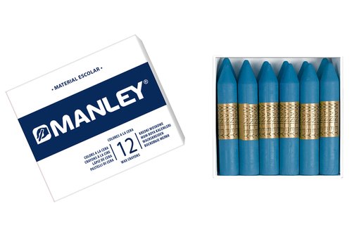 Manley Lápices de Cera Azul Cobalto n.20, 12 unidades
