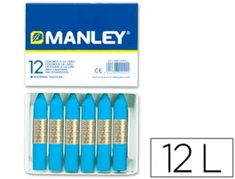 Manley Lapices Cera Unicolor Azul Cobalto N.20 Caja 12 Unidades