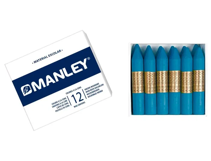 Manley Lapices Cera Unicolor Azul Cobalto N.20 Caja 12 Unidades