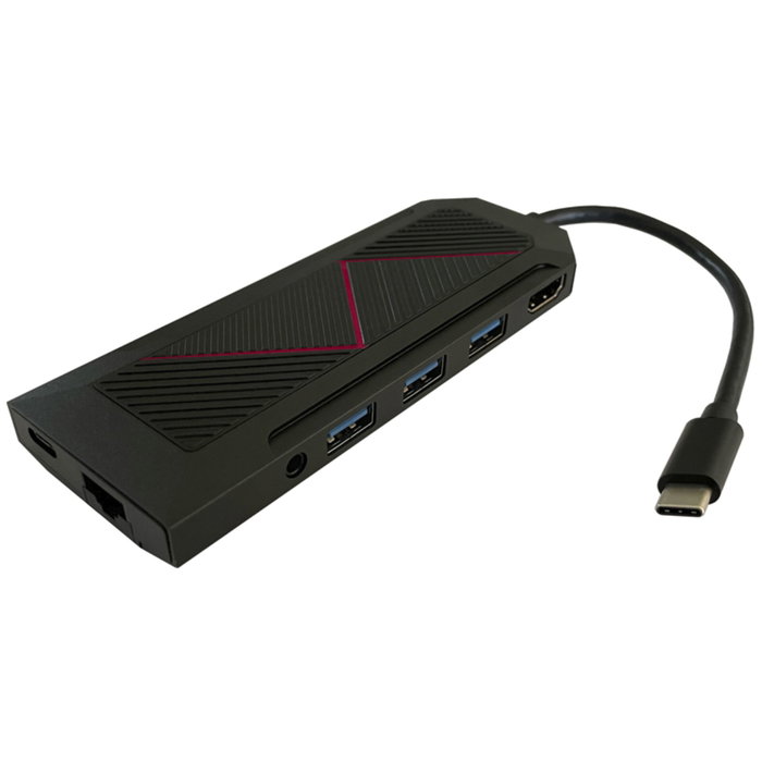 LC-Power LC-HUB-C-MULTI-6-RGB Hub USB-C con HDMI, RJ45 y PD 100W