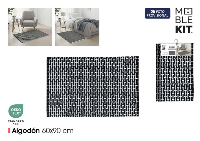 Moblekit Alfombra de Algodón 60x90cm Negro Moblekit Alfombra de Algodón 60x90cm Negro
