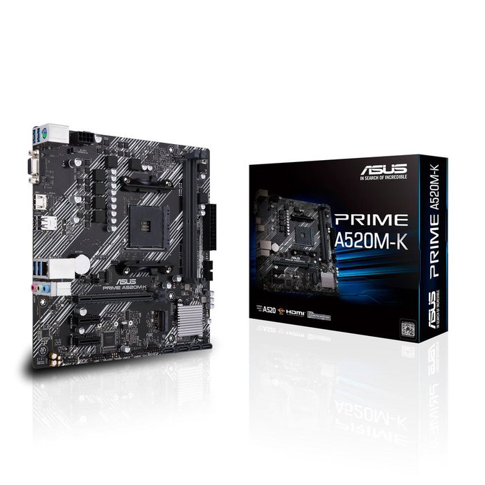 ASUS PRIME A520M-K Placa Base AMD A520, Socket AM4 (mATX) para procesadores AMD Ryzen de 3ª Generación y APUs Radeon