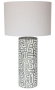 DKD Home Decor Lámpara de Sobremesa de Cerámica y Lino Blanco