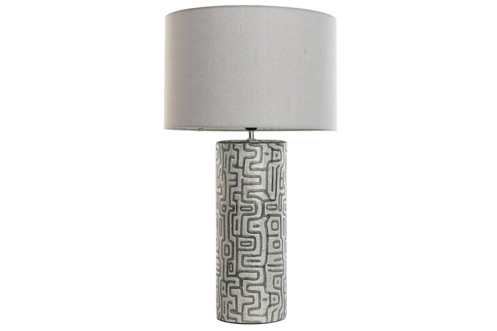 DKD Home Decor Lámpara de Sobremesa de Cerámica y Lino Blanco DKD Home Decor Lámpara de Sobremesa de Cerámica y Lino Blanco