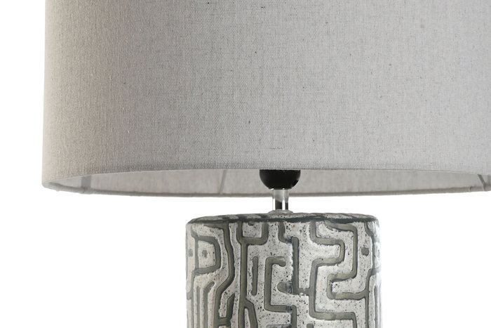 DKD Home Decor Lámpara de Sobremesa de Cerámica y Lino Blanco DKD Home Decor Lámpara de Sobremesa de Cerámica y Lino Blanco