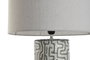 DKD Home Decor Lámpara de Sobremesa de Cerámica y Lino Blanco