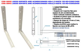 Juego Soporte Aire Acondicionado 400x1,5 Hasta 100 KG COSO15400