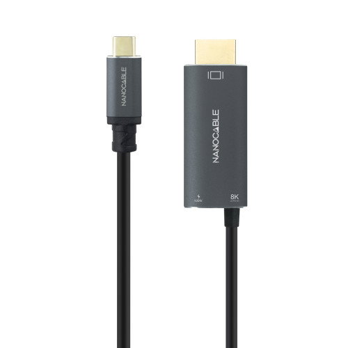 Nanocable Cable Conversor USB-C a HDMI 2.1 8K 60Hz con USB-C PD 100W 1.8m