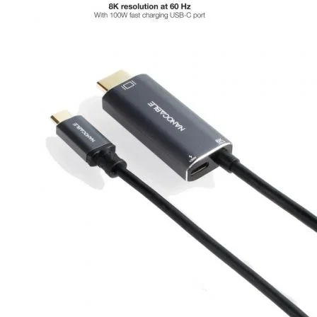 Nano Cable Adaptador Cable USB-C a HDMI 8K 60Hz con Carga PD 100W - 1.8 Metros Negro - Ref: 10.15.5182