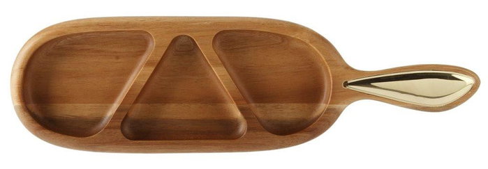DKD Home Decor Bandeja de Acacia e Inox Woodsun 23 Natural y Dorado DKD Home Decor Bandeja de Acacia e Inox Woodsun 23 Natural y Dorado