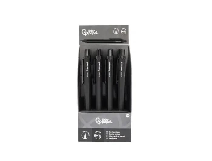 Liderpapel Portaminas Colección 5 con clip y goma 0.5 mm negro