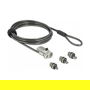 DeLOCK Cable de Seguridad para Portátil Navilock 20677 con Combinación de 3 Anclajes (Nano, Cuña, Kensington), Acero, Negro/Plata, Longitud 2 m