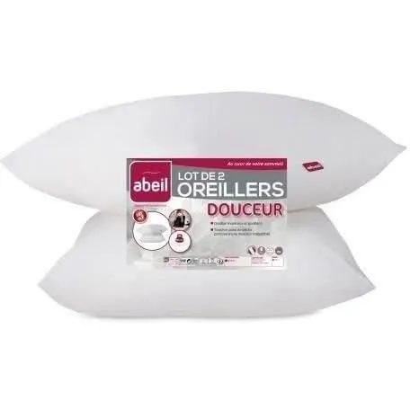 Abeil Juego de 2 almohadas suaves 60x60 cm Blanco Oeko-Tex