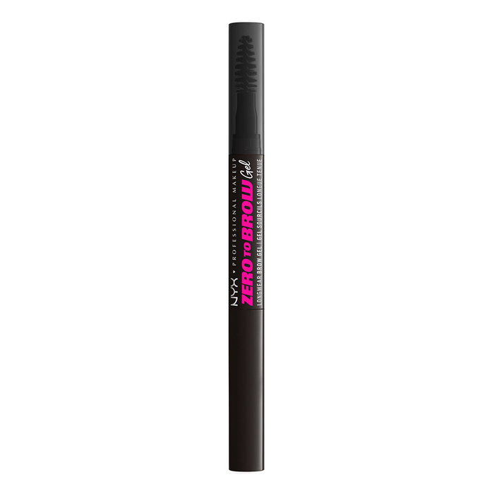 NYX Professional Make Up Zero To Brow Gel para cejas de larga duración, color #08 Black, rellena y define, 48h, 2 ml
