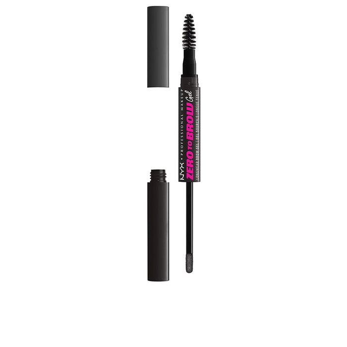 NYX Professional Make Up Zero To Brow Gel para cejas de larga duración, color #08 Black, rellena y define, 48h, 2 ml