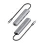 AISENS Dock USB-C a Ethernet Gigabit + Hub 3xUSB-A, Gris, 15cm