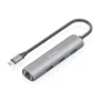AISENS Dock USB-C a Ethernet Gigabit + Hub 3xUSB-A, Gris, 15cm